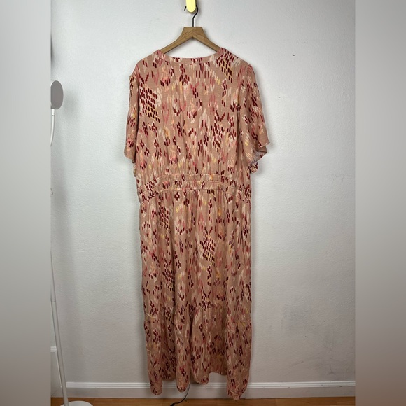 Knox Rose Women's Boho Hippy Flowy Rayon Midi Dress Large Pink Shade plus sz 3x - Picture 7 of 8
